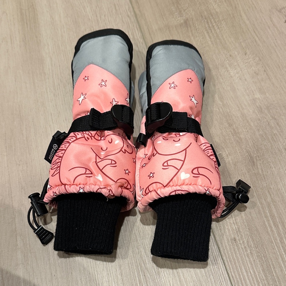 Outdoor master waterproof small Pink and Gray Kids Mittens